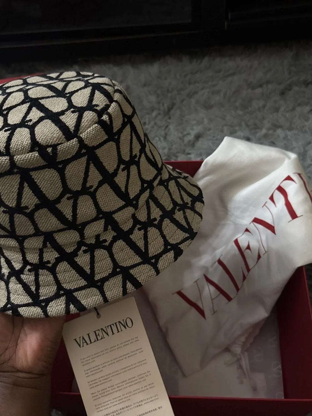 Valentino Beige and Black Bucket Hat